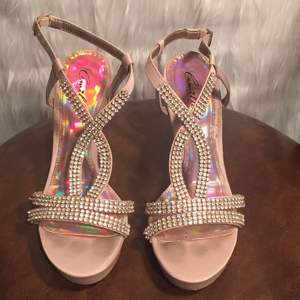 Gold strappy heels